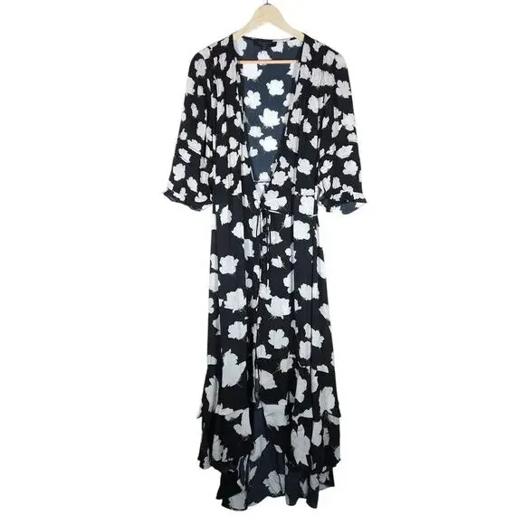 All Saints | Dresses | Allsaints Womens Floral Black White Maxi Dress  Medium Boho Romantic Cowgirl Fit | Poshmark